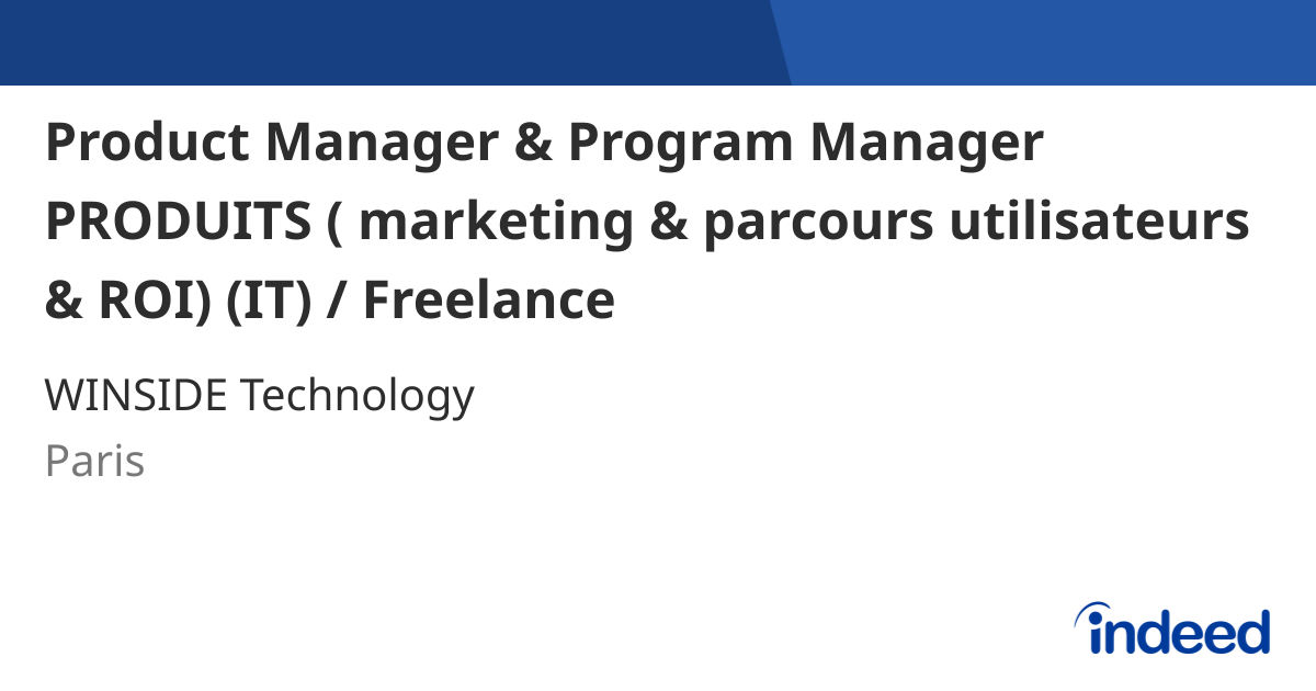 Product Manager & Program Manager PRODUITS ( marketing & parcours ...
