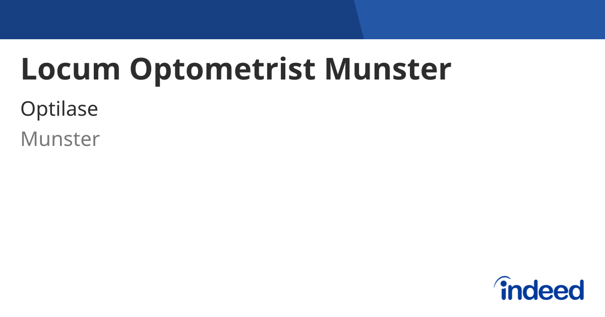 Locum Optometrist Munster - Munster - Indeed.com