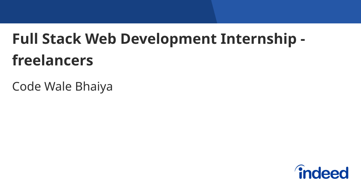 Full Stack Web Development Internship - Mansarovar, Jaipur, Rajasthan ...