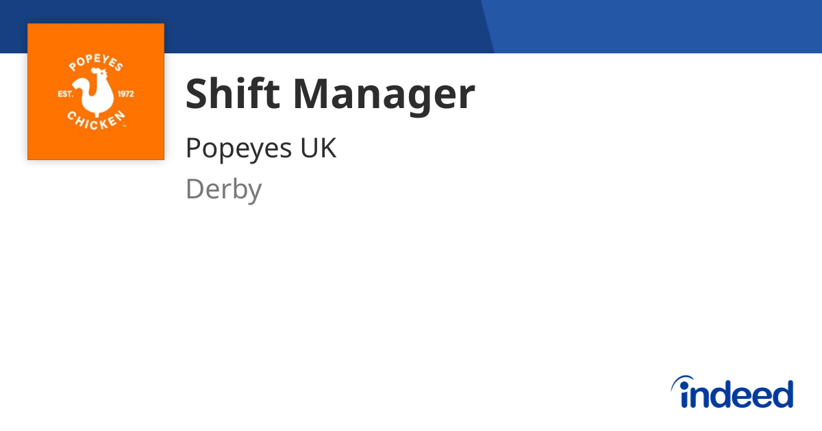 Shift Manager - Derby DE1 2PL - Indeed.com