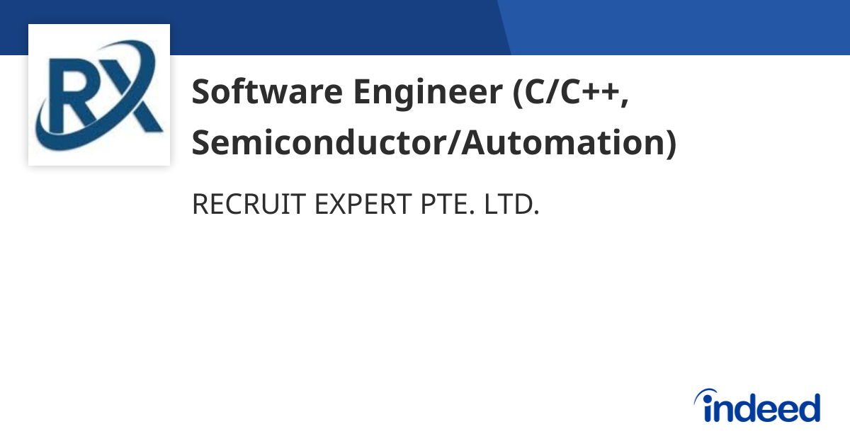 Software Engineer (C/C++, Semiconductor/Automation) - Singapore ...