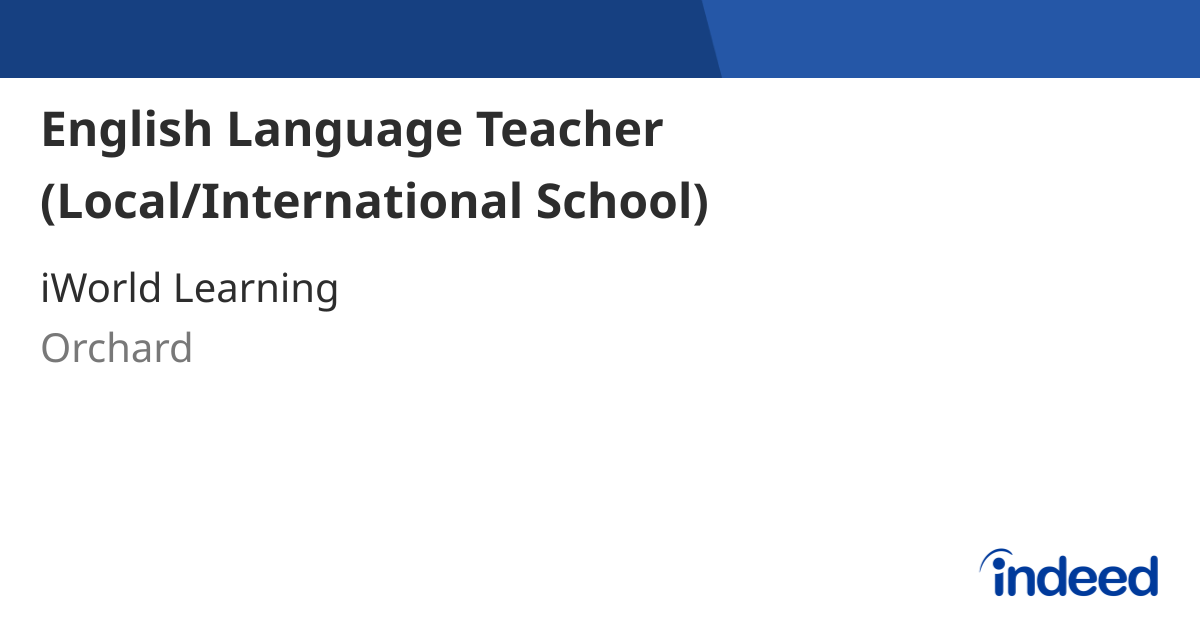 English Language Teacher (Local/International School) - Singapore ...