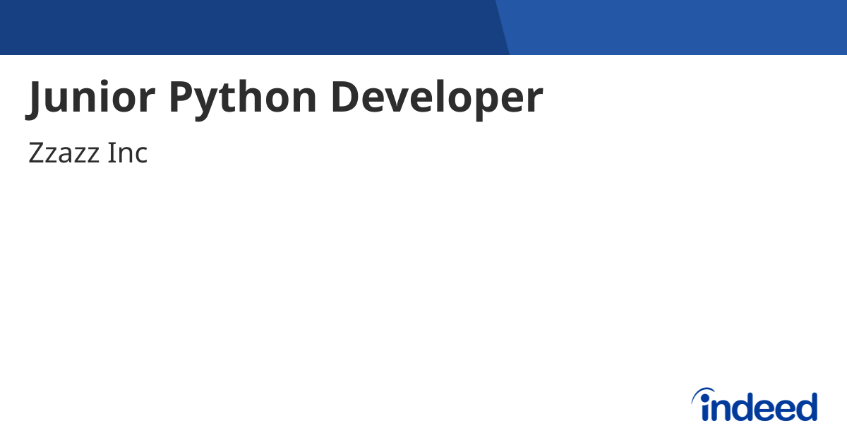 Junior Python Developer - Bengaluru, Karnataka - Indeed.com