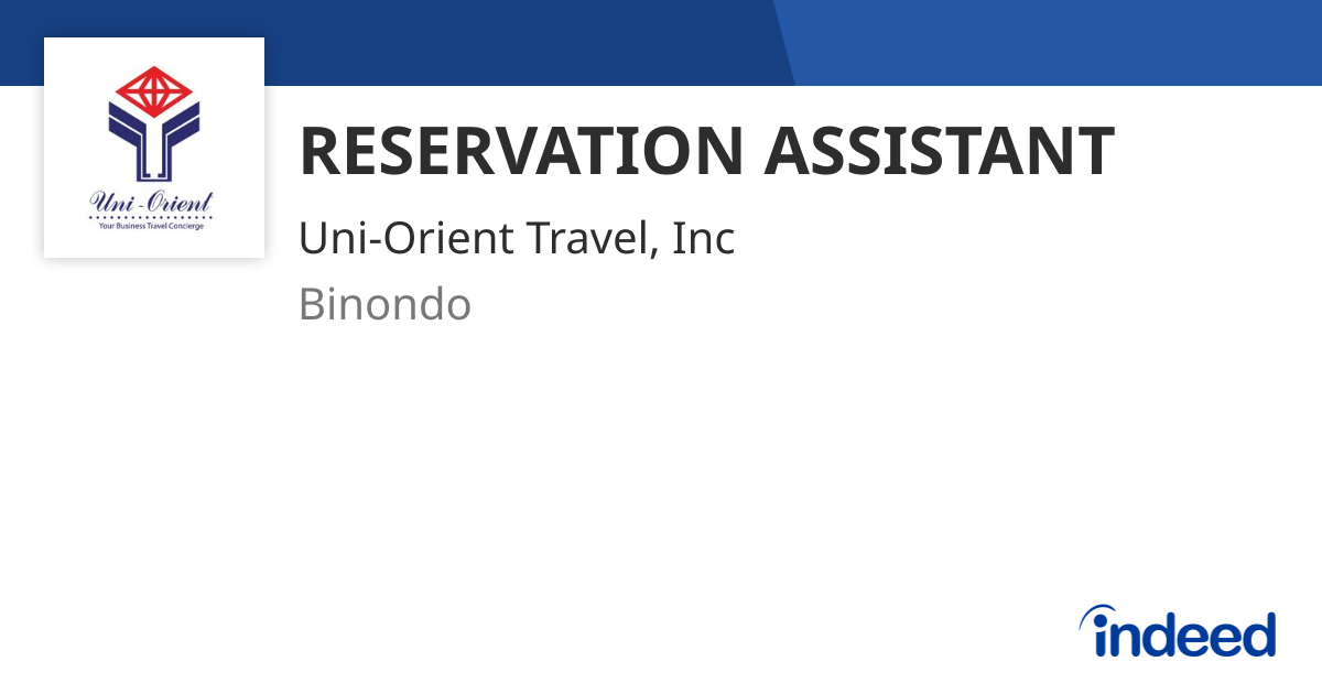 RESERVATION ASSISTANT - Binondo - Indeed.com