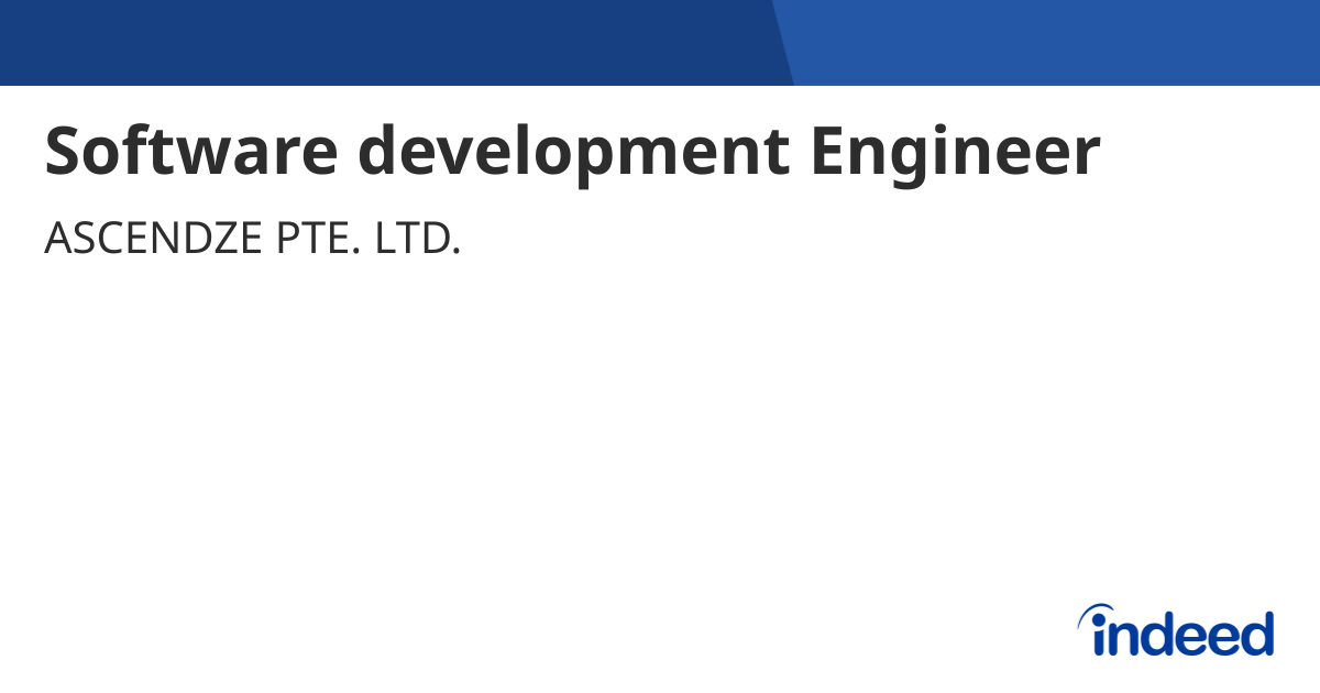 Software development Engineer - Singapore - Indeed.com