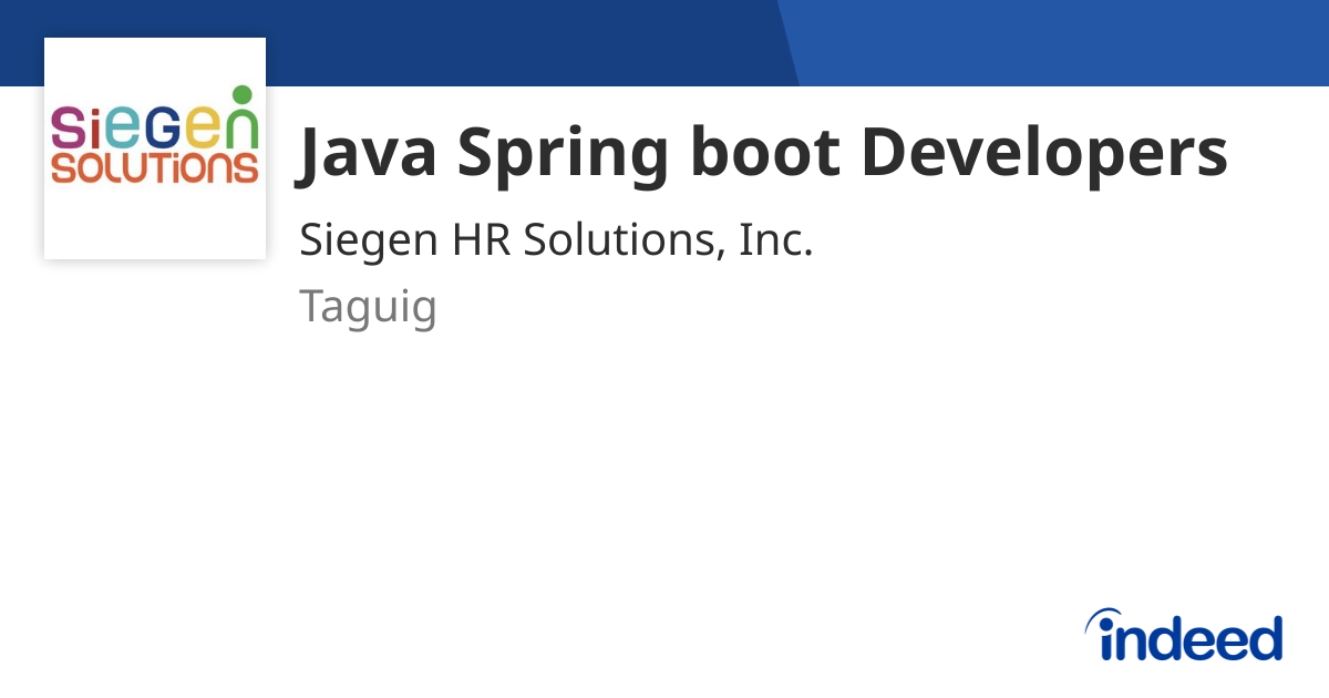 Java Spring boot Developers - Taguig - Indeed.com