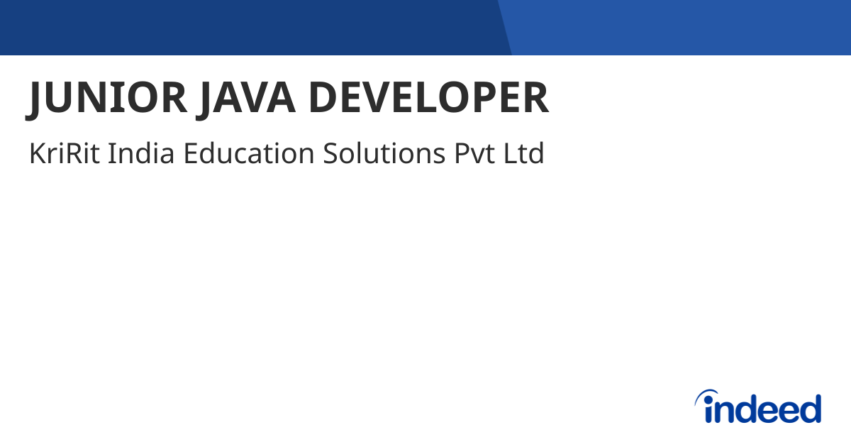 JUNIOR JAVA DEVELOPER - Delhi - Indeed.com