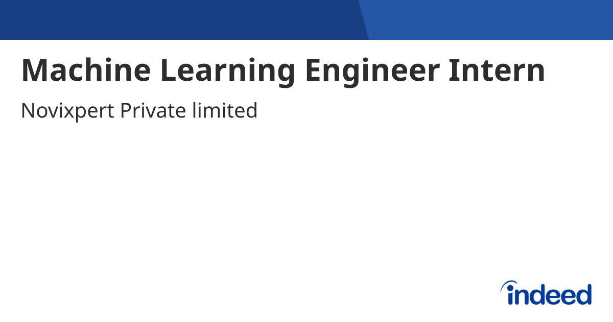 Machine Learning Engineer Intern - Jaipur, Rajasthan - Indeed.com