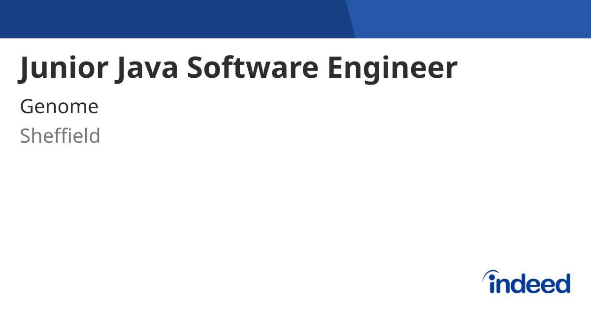 Junior Java Software Engineer - Sheffield S1 2BJ - Indeed.com