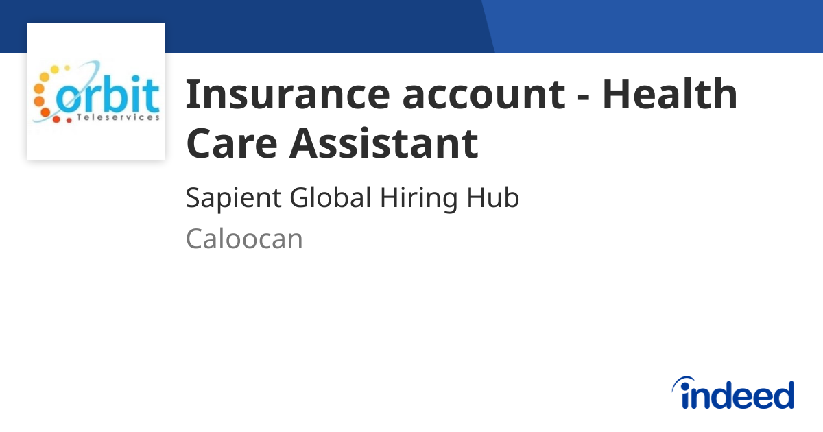 Indeed Insurance Insurance account - Health Care Assistant - Caloocan - Indeed.com
