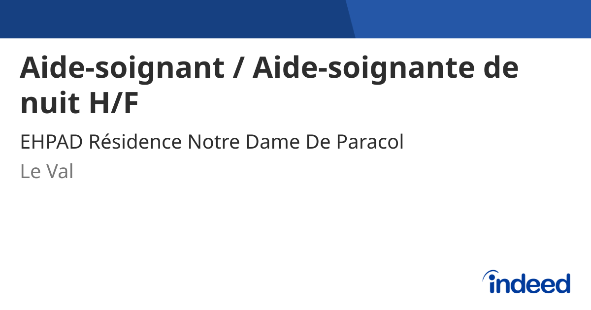 Offre D Emploi Aide Soignante De Nuit