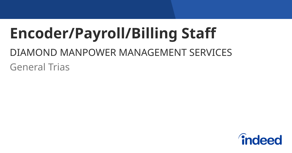 Encoder/Payroll/Billing Staff - General Trias - Indeed.com