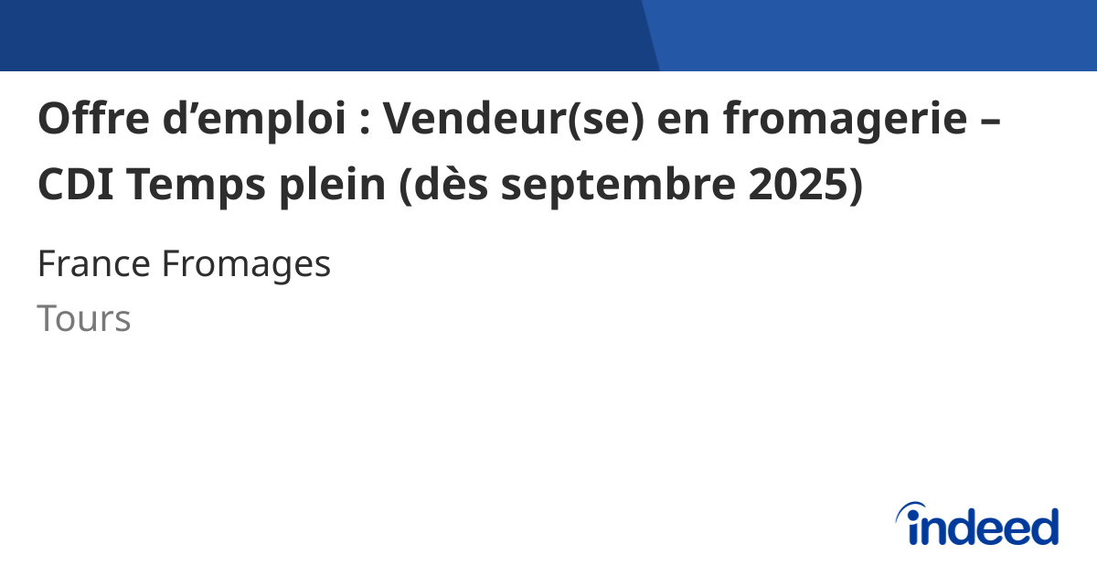 Offres D Emploi Vendeur