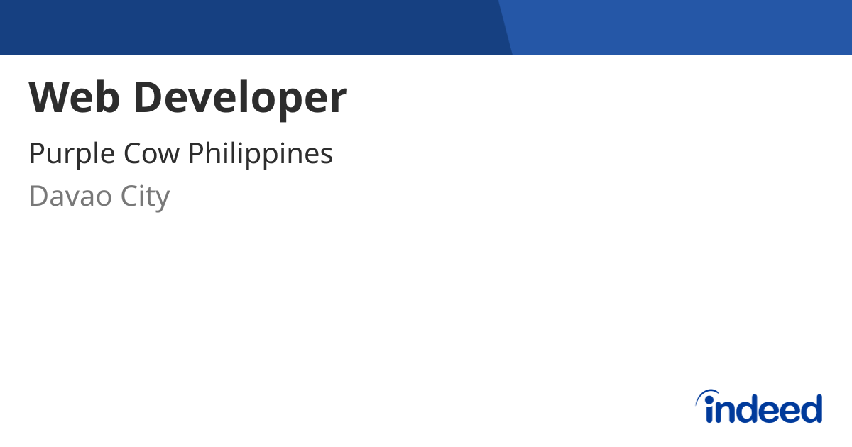 Web Developer - Davao City - Indeed.com