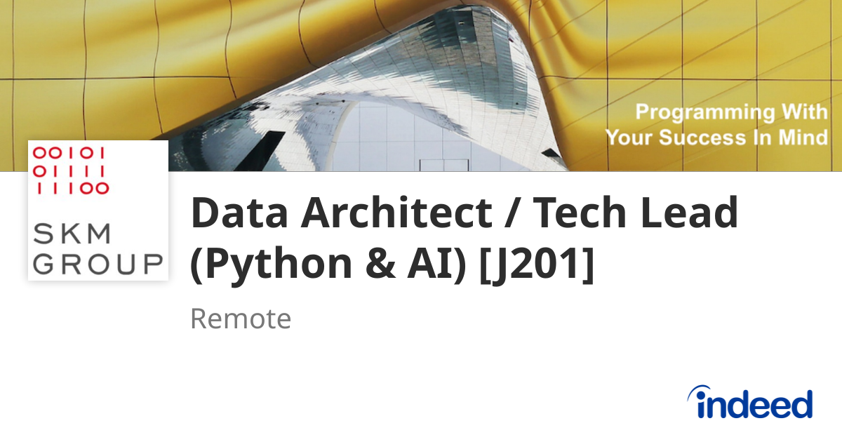 Data Architect / Tech Lead (Python & AI) [J201] - Remote - Indeed.com