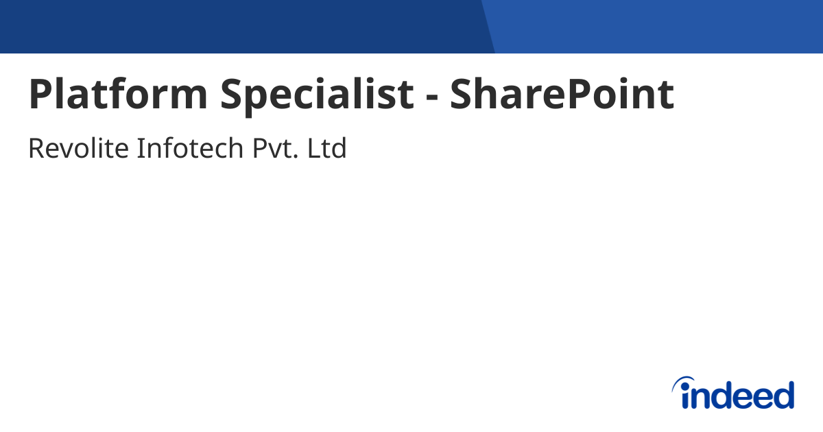 Platform Specialist - SharePoint - Hyderabad, Telangana - Indeed.com