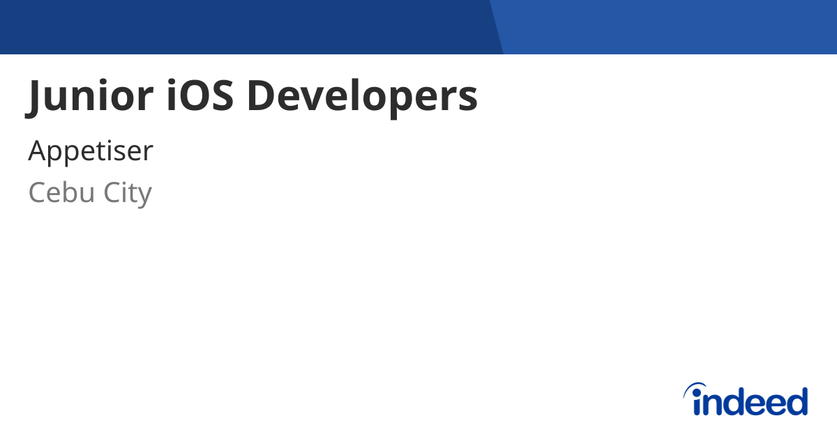 Jr Ios Developer Junior iOS Developers - Cebu City - Indeed.com