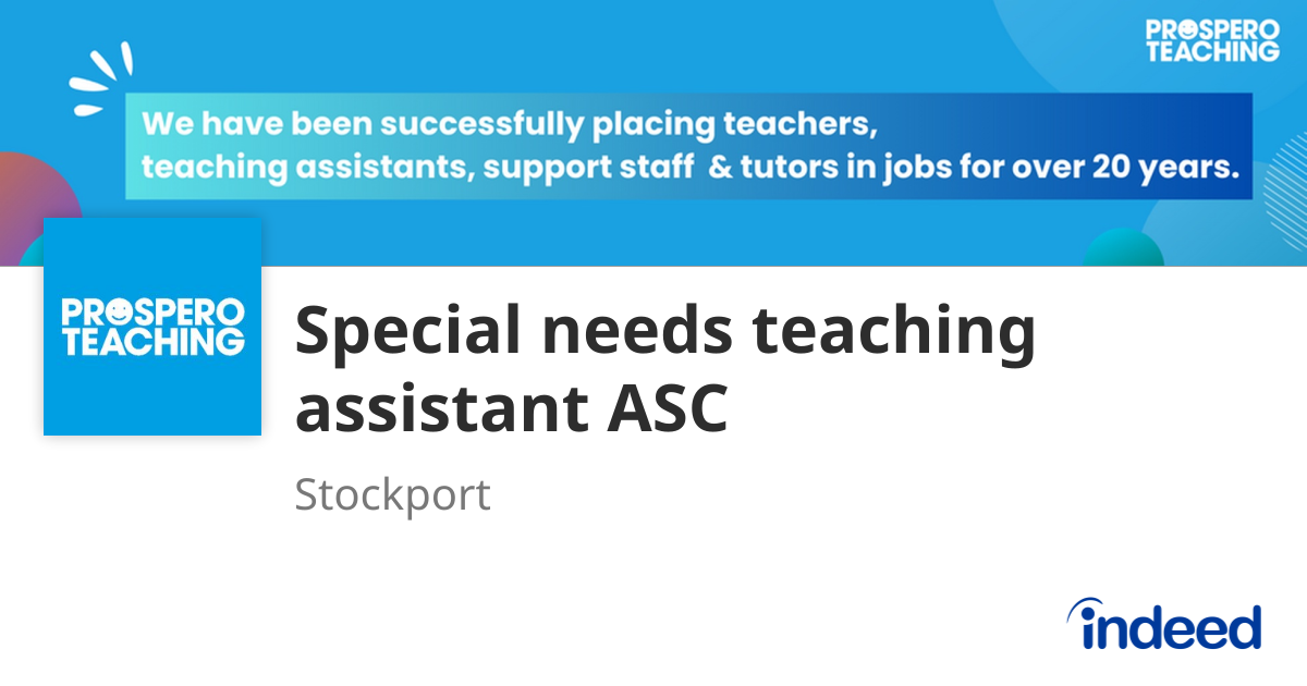 Special needs teaching assistant ASC - Stockport - Indeed.com