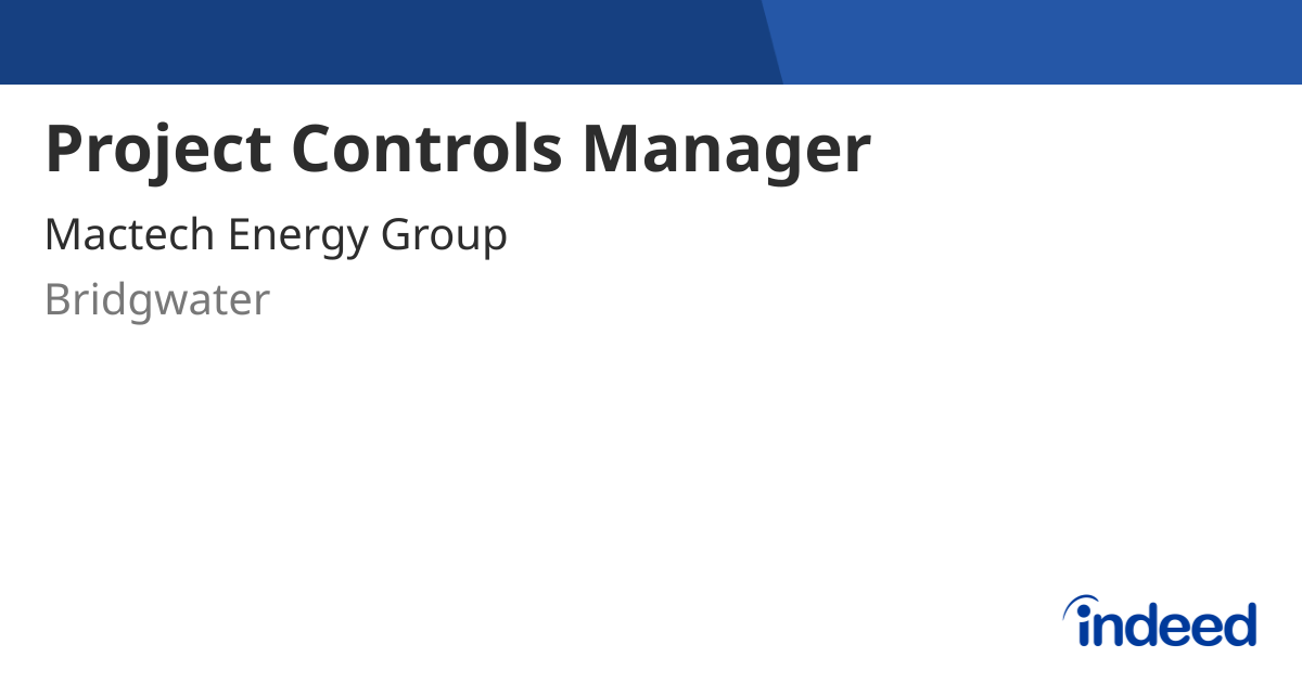 project-controls-manager-bridgwater-indeed