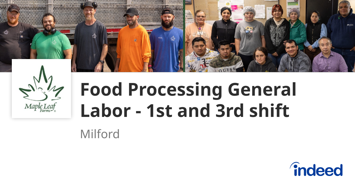 Food Processing General Labor - 1st and 3rd shift