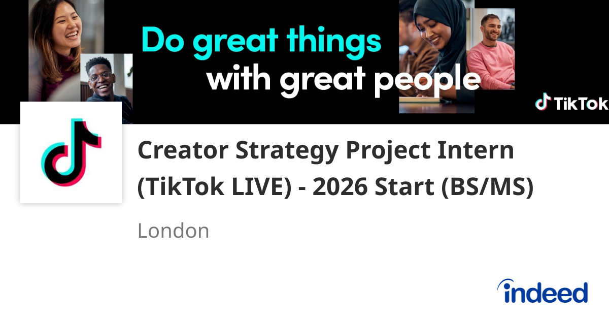 Creator Strategy Project Intern (TikTok LIVE) - 2026 Start (BS/MS ...