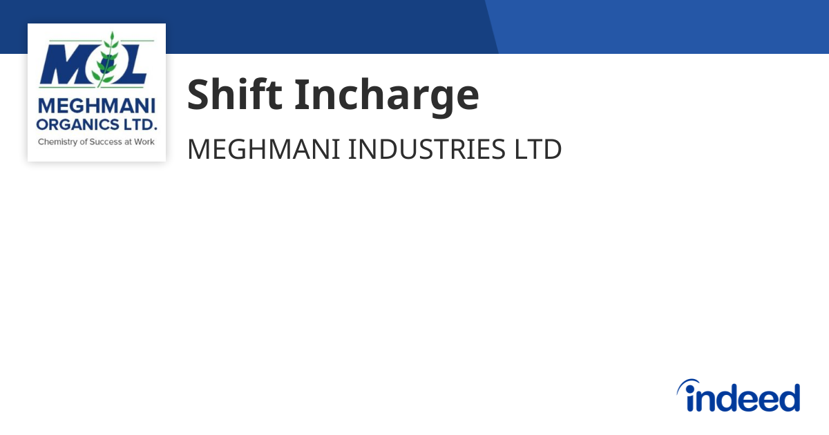 Mehtab Shift Incharge Shift Incharge - Vatva Gidc, Ahmedabad, Gujarat - Indeed.com