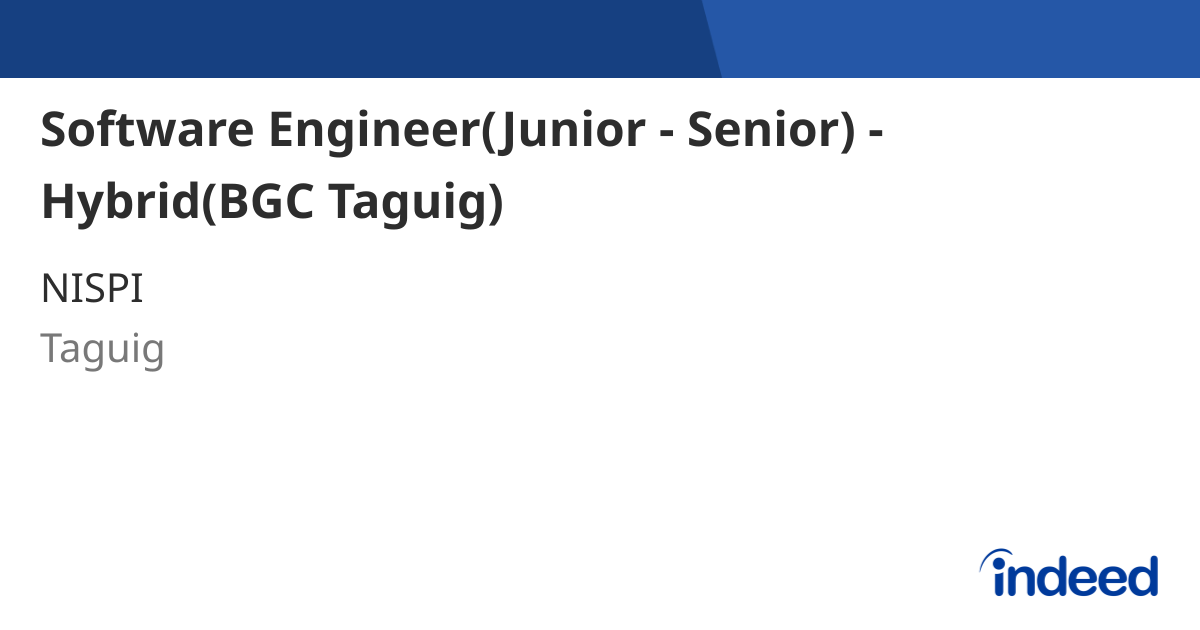 Software Engineer Junior Senior Hybrid BGC Taguig Taguig software-engineer-junior-senior-hybrid-bgc-taguig-taguig