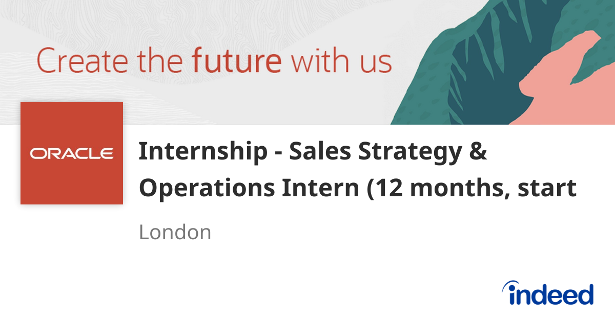 Internship - Sales Strategy & Operations Intern (12 months, start date ...