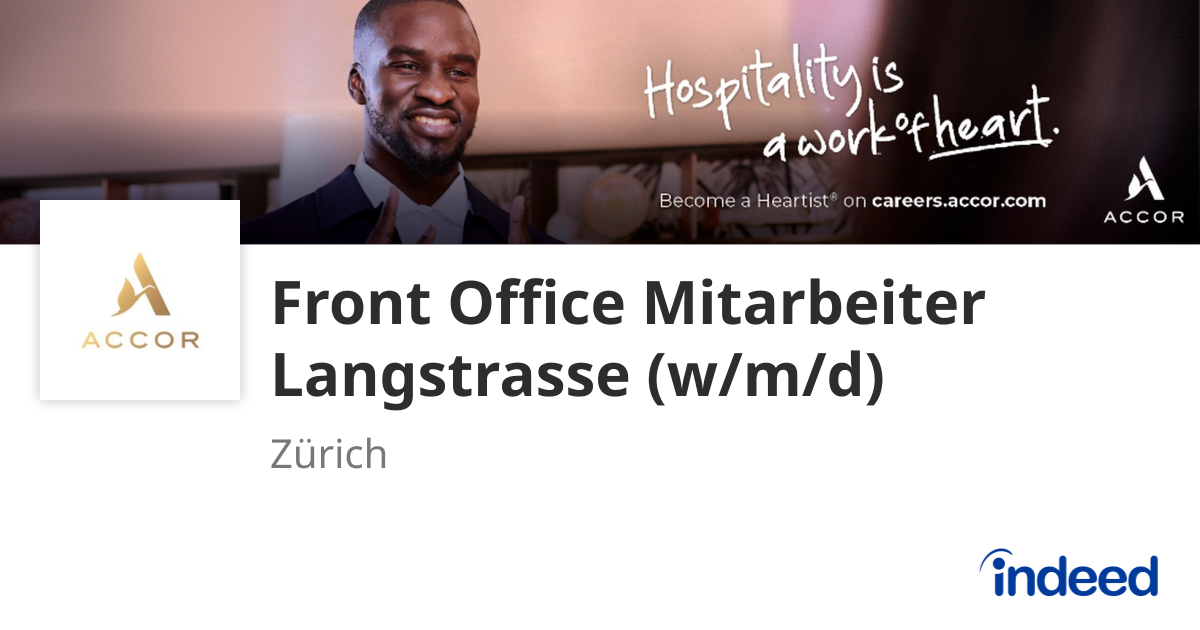 Front Office Mitarbeiter Langstrasse (w/m/d) - Zürich, ZH - Indeed.com