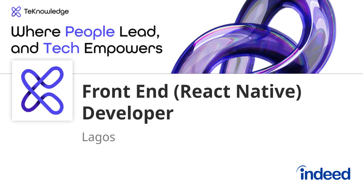 Front End (React Native) Developer - Lagos - Indeed.com