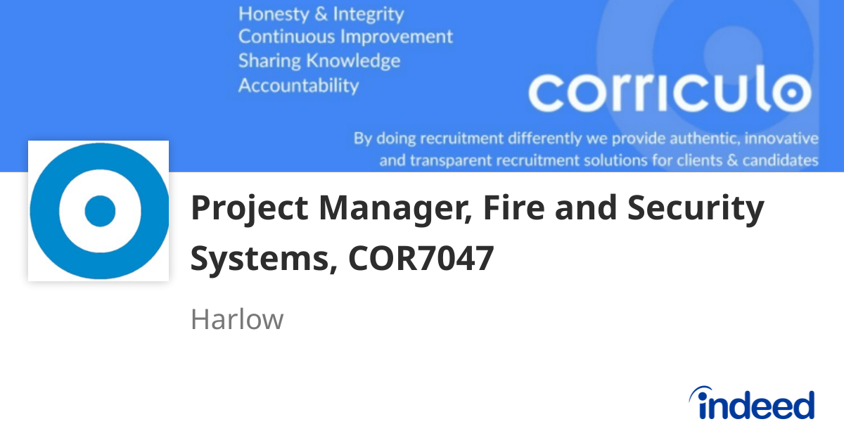 Project Manager, Fire and Security Systems, COR7047 - Harlow - Indeed.com