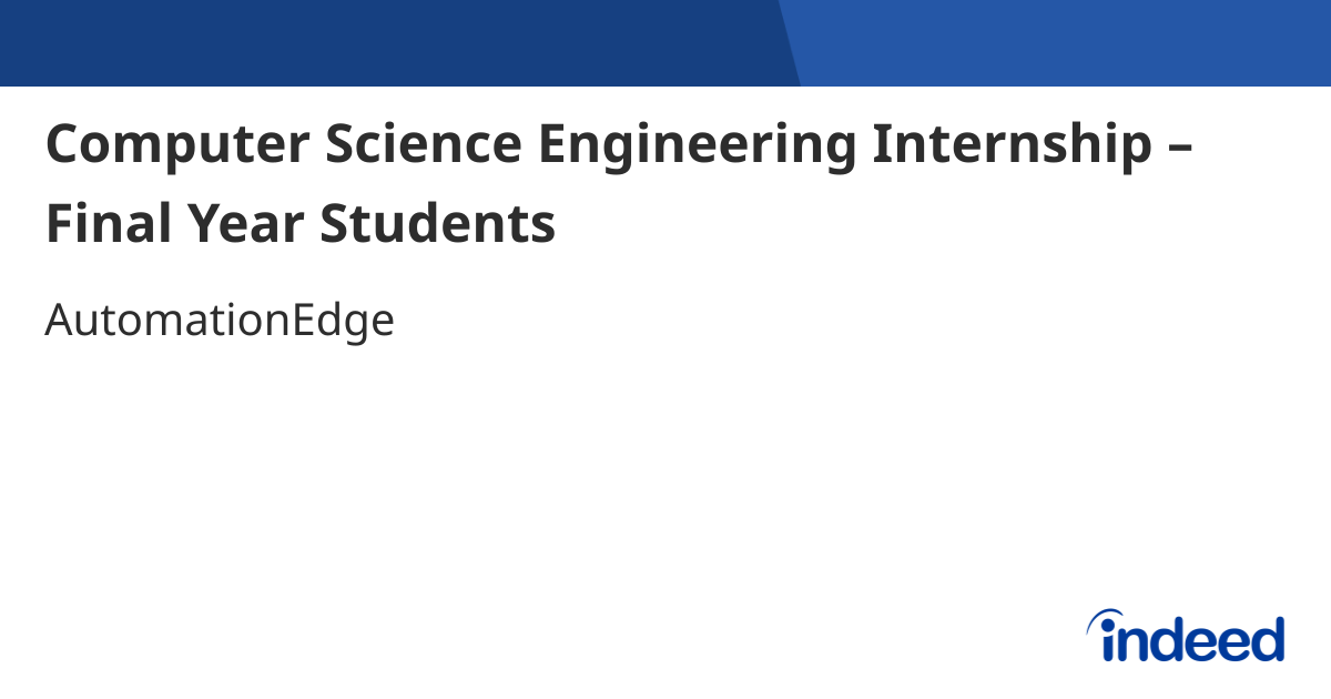Computer Science Engineering Internship – Final Year Students - Pune ...