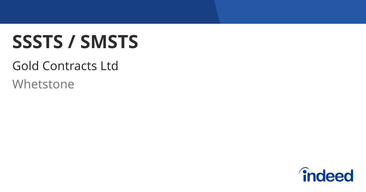 SSSTS / SMSTS - Whetstone N20 - Indeed.com