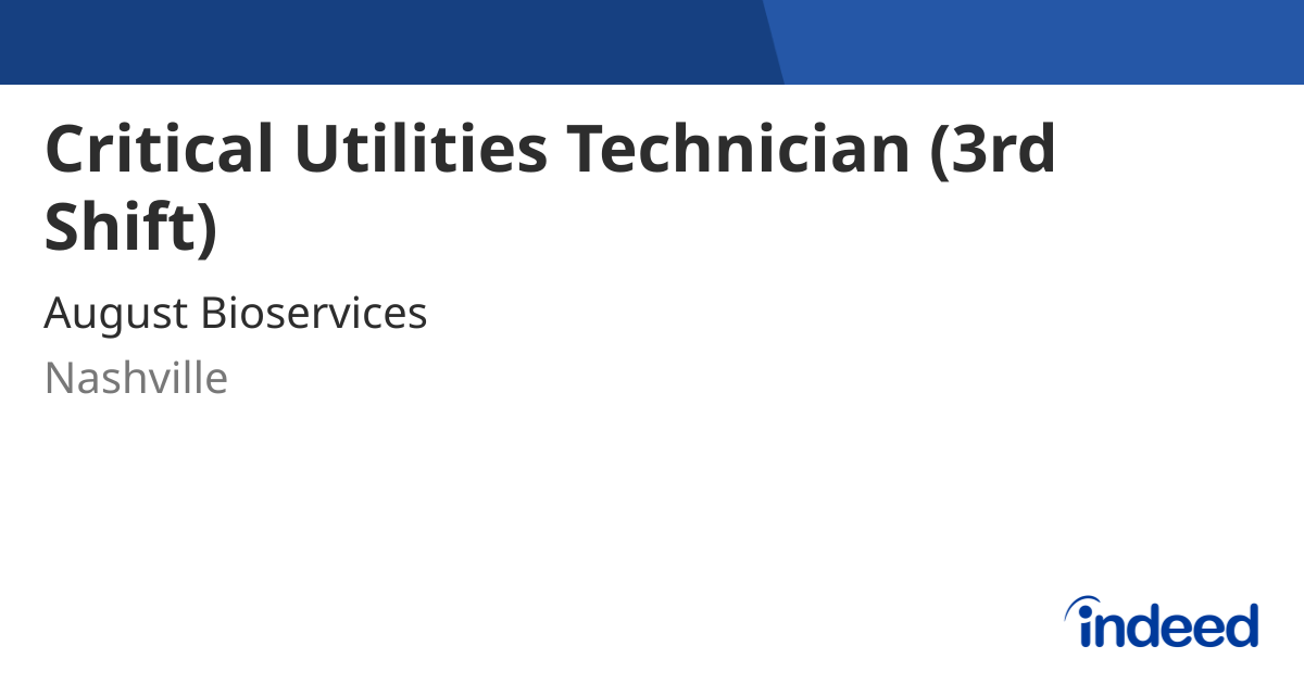 Critical Utilities Technician (3rd Shift)