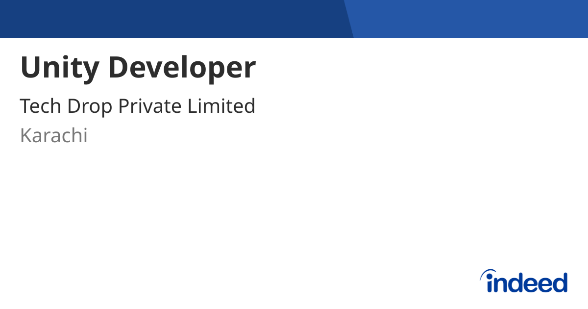 Unity Karachi Unity Developer - Karachi - Indeed.com