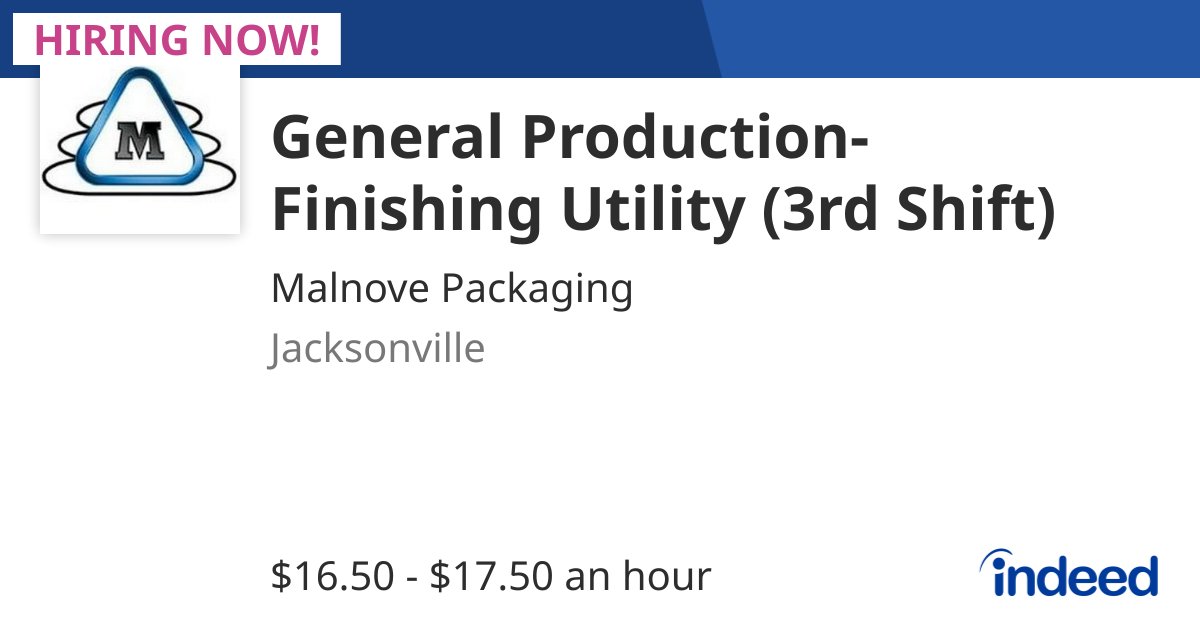 General Production- Finishing Utility (3rd Shift)