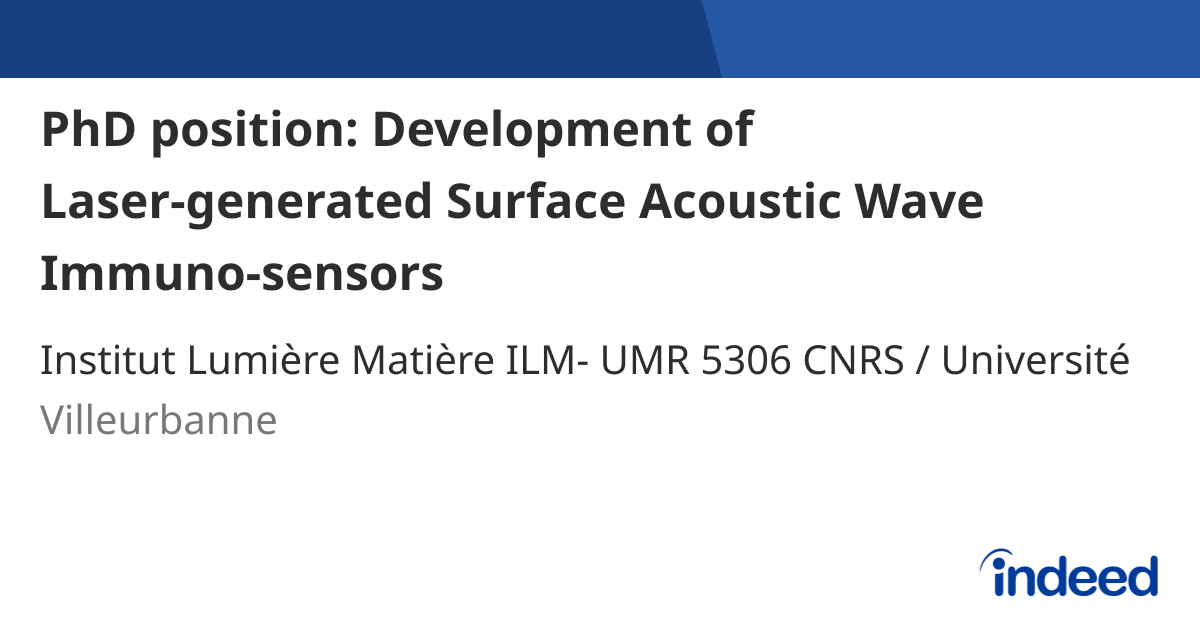 PhD position: Development of Laser-generated Surface Acoustic Wave ...