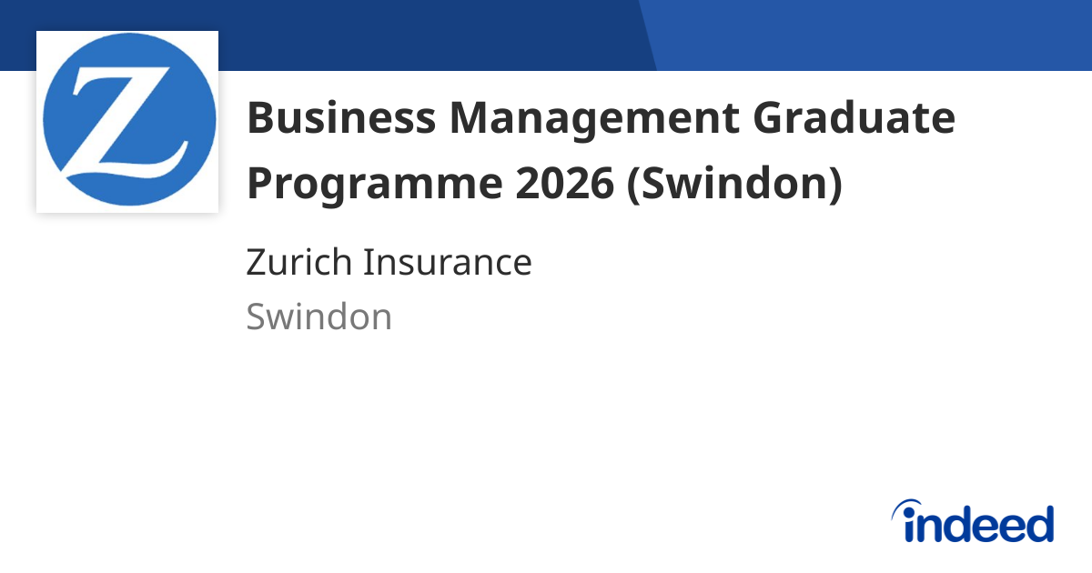 Business Management Graduate Programme 2026 (Swindon) - Swindon ...