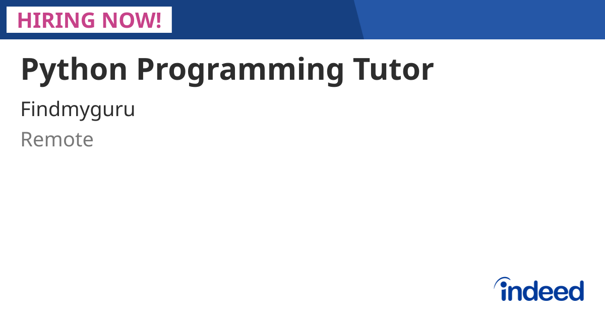 Python Programming Tutor - Remote - Indeed.com