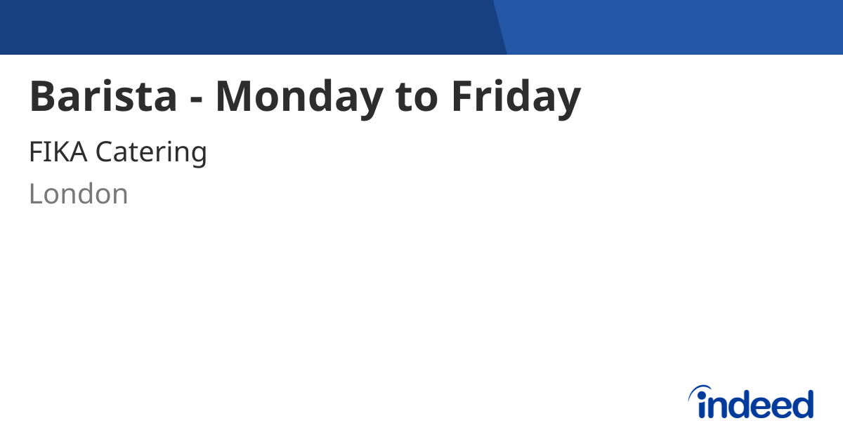 Barista Monday To Friday London E14 9GE Indeed barista-monday-to-friday-london-e14-9ge-indeed