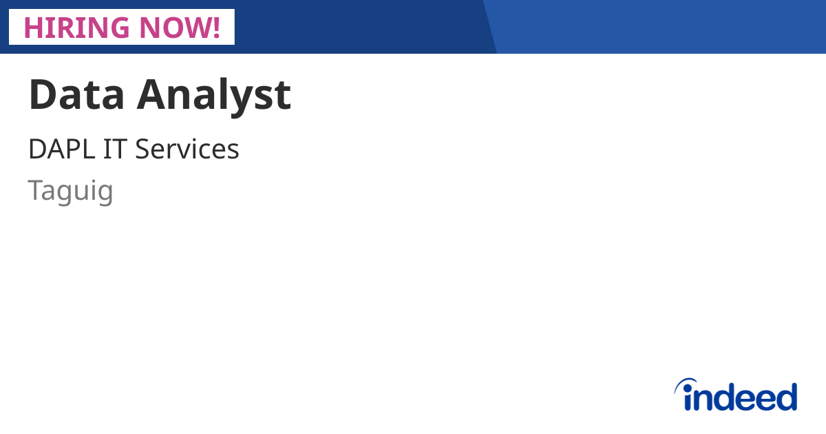 Data Analyst - Taguig - Indeed.com