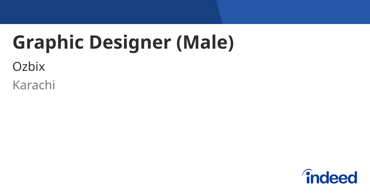 Graphic Designer (Male) - Karachi - Indeed.com