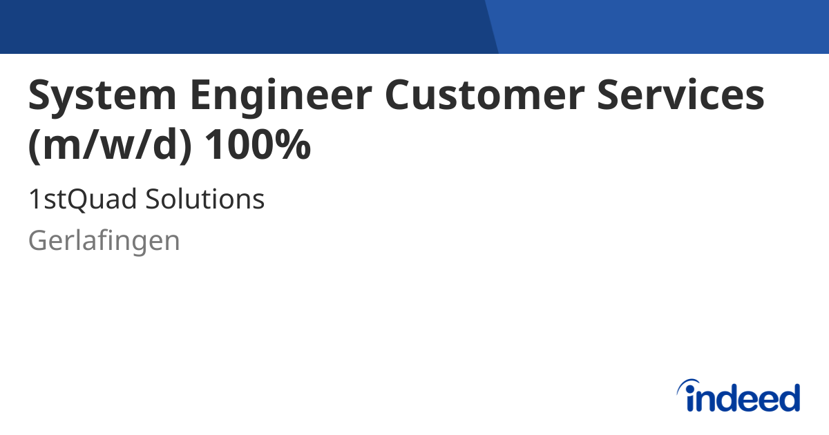 System Engineer Customer Services (m/w/d) 100% - Gerlafingen, SO ...