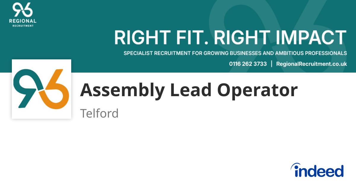 Assembly Lead Operator - Telford - Indeed.com