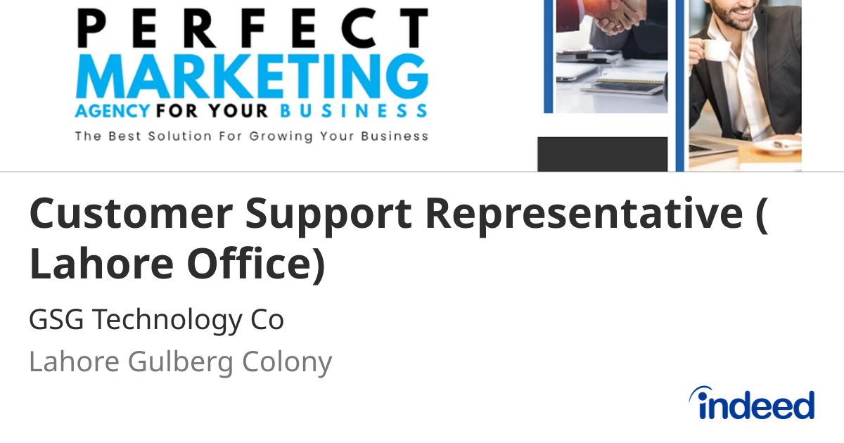 Customer Support Representative ( Lahore Office) - Lahore Gulberg ...