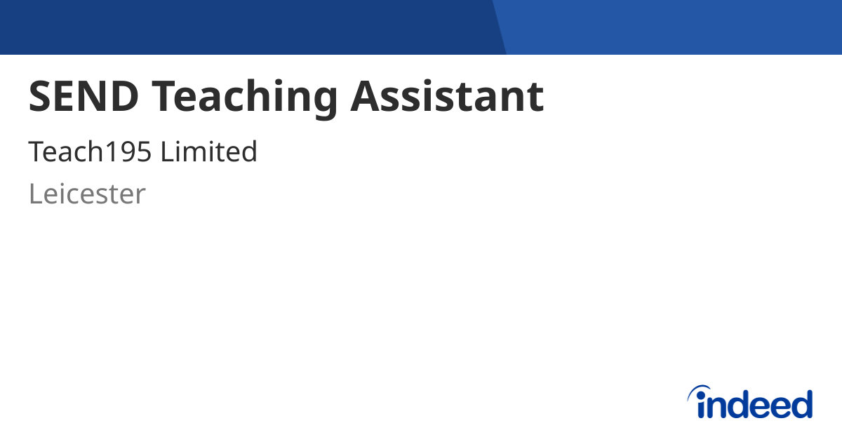 send-teaching-assistant-leicester-indeed