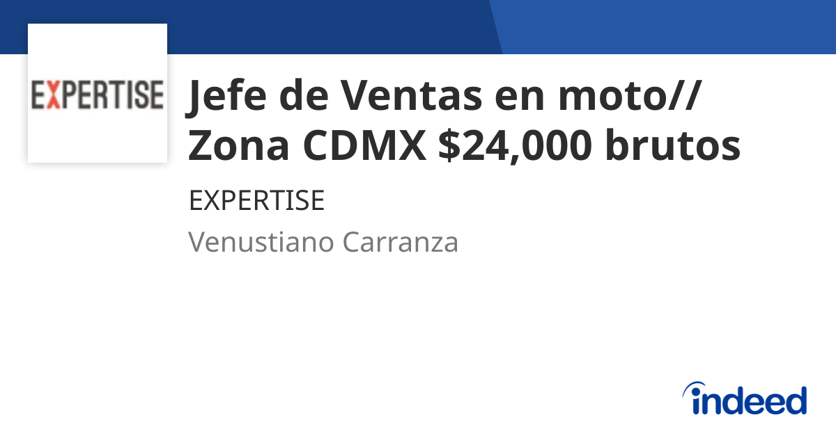 Jefe De Ventas En Moto Zona CDMX 24 000 Brutos Venustiano Carranza jefe-de-ventas-en-moto-zona-cdmx-24-000-brutos-venustiano-carranza