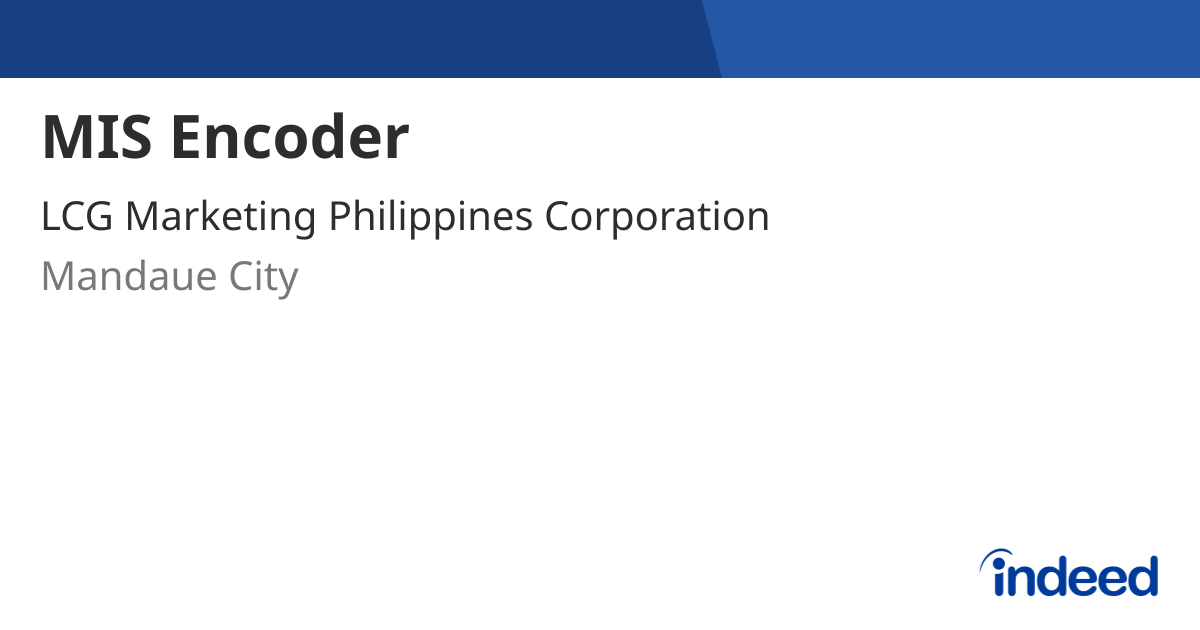 MIS Encoder - Mandaue City 6014 P07 - Indeed.com