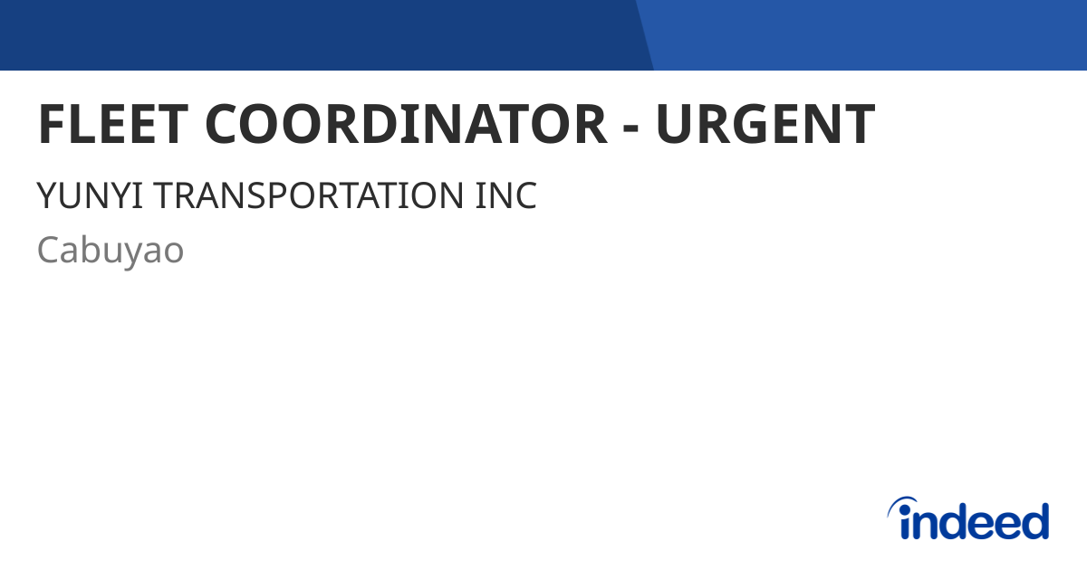 fleet-coordinator-urgent-cabuyao-indeed