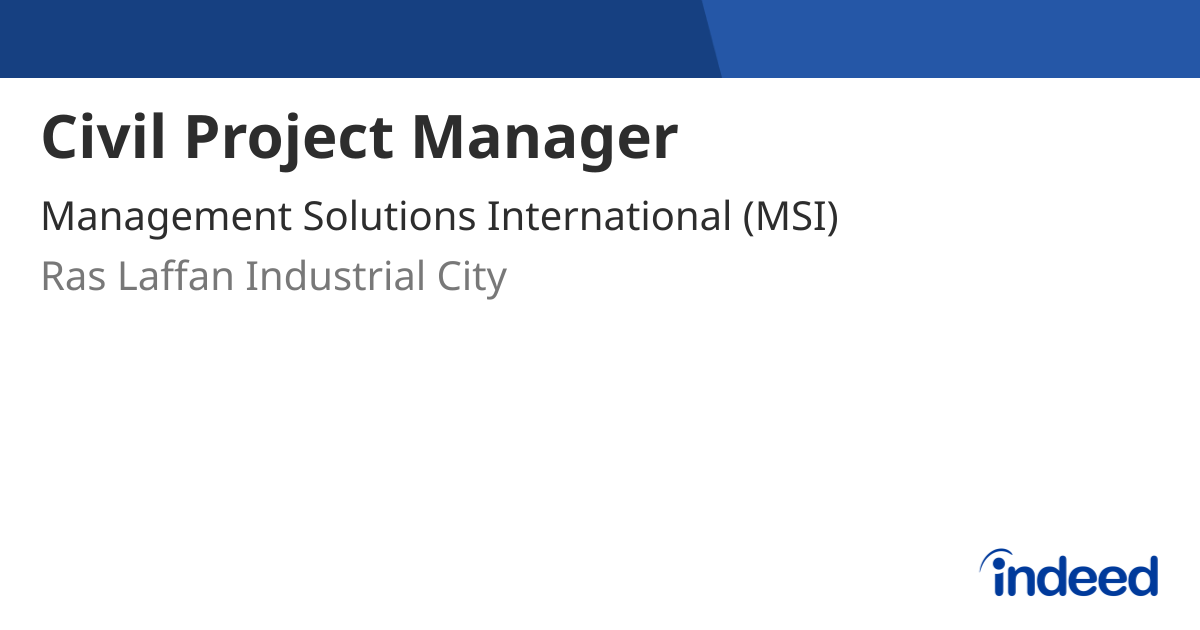 Civil Project Manager - Ras Laffan Industrial City - Indeed.com